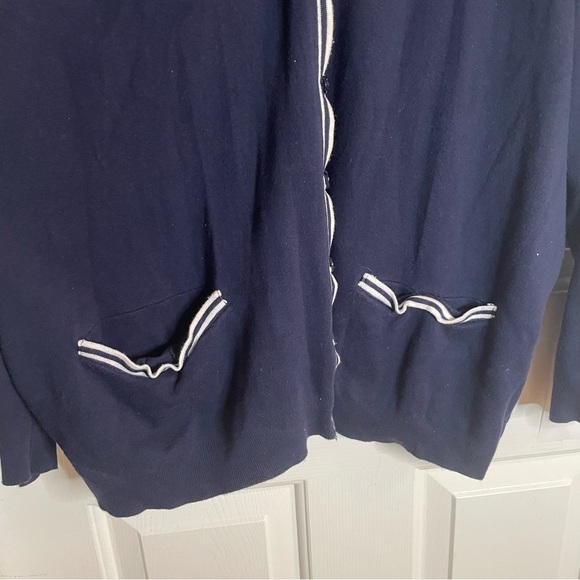 Lauren Ralph Lauren Navy Blue Button up Cardigan with White Lining Size 2X USA - Picture 2 of 7